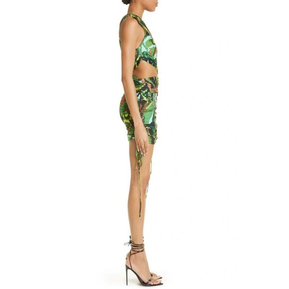 DUNDAS Gala Ruched One Shoulder Cutout Jersey dress Jungle Camo IT 46 US 10 - Picture 3 of 16